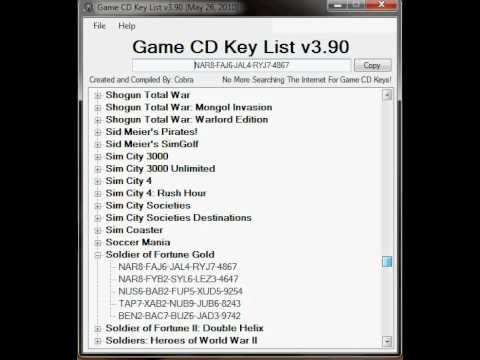 pc game cd key list